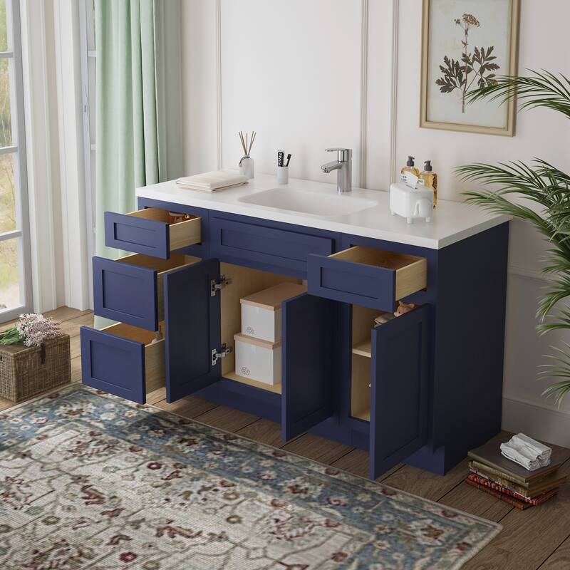 Vanity Art 54" Oak Freestanding Bathroom Vanity Cabinet without Top