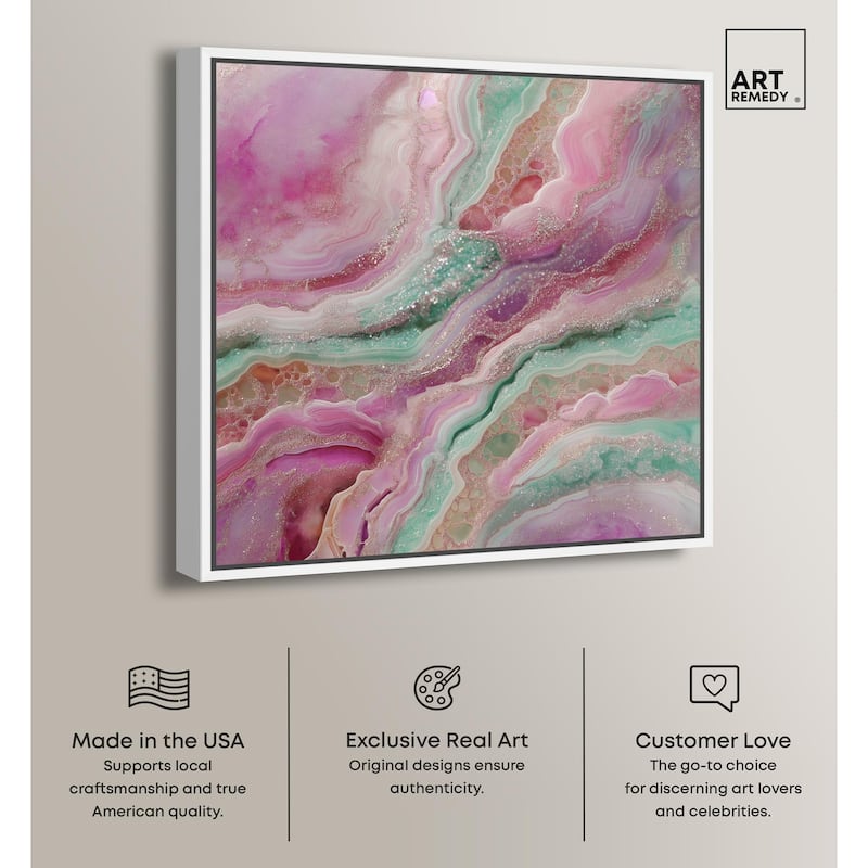 Pink and Mint Crystal IV Canvas by Art Remedy