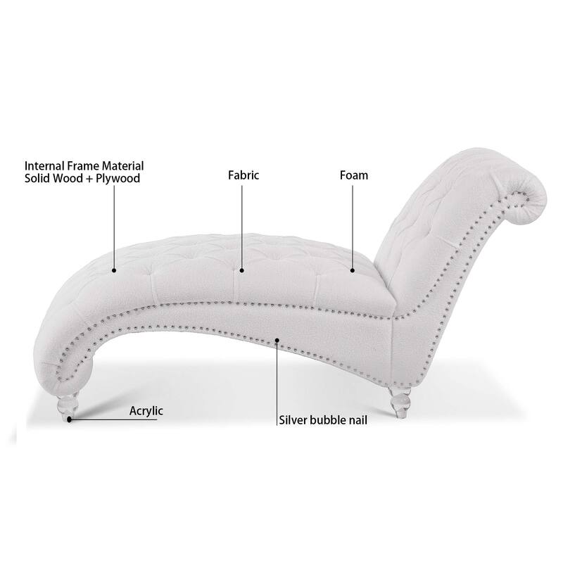 Modern 27.17" Upholstered Buttons Tufted Chaise Lounge Chair with Solid Wood Frame and Nailheads