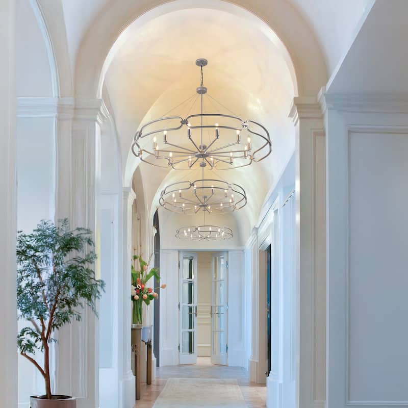 12-Light Modern Chandelier, Large Round Chandelier - 52"