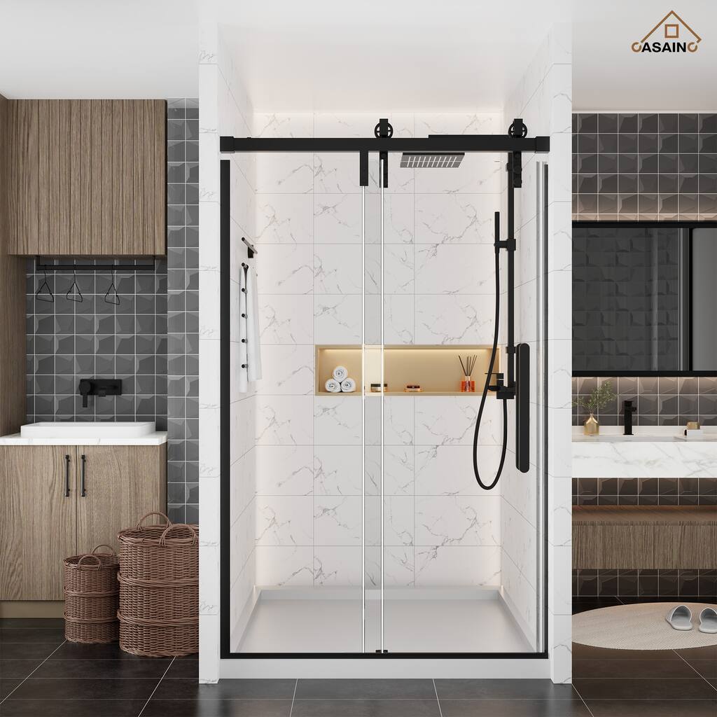 48.6 in. W x 76 in. H Framed Shower Door with Tempered Glass