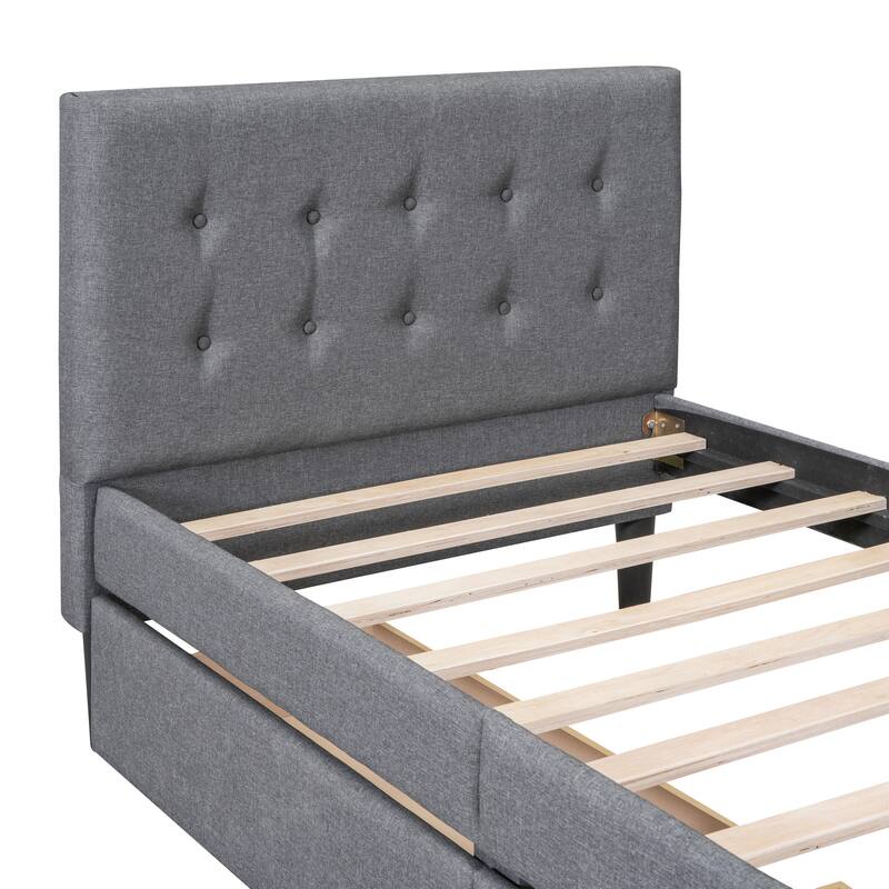 Upholstered Platform Bed with 2 Drawers