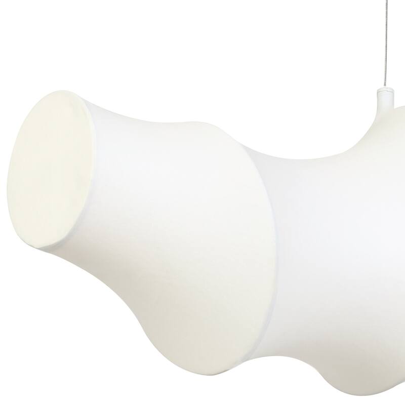 Modern 1-Light LED White Linear Island Chandelier Sculptural Silk Shade - White & Gold - W43.3"*D11.4"*H12.6"