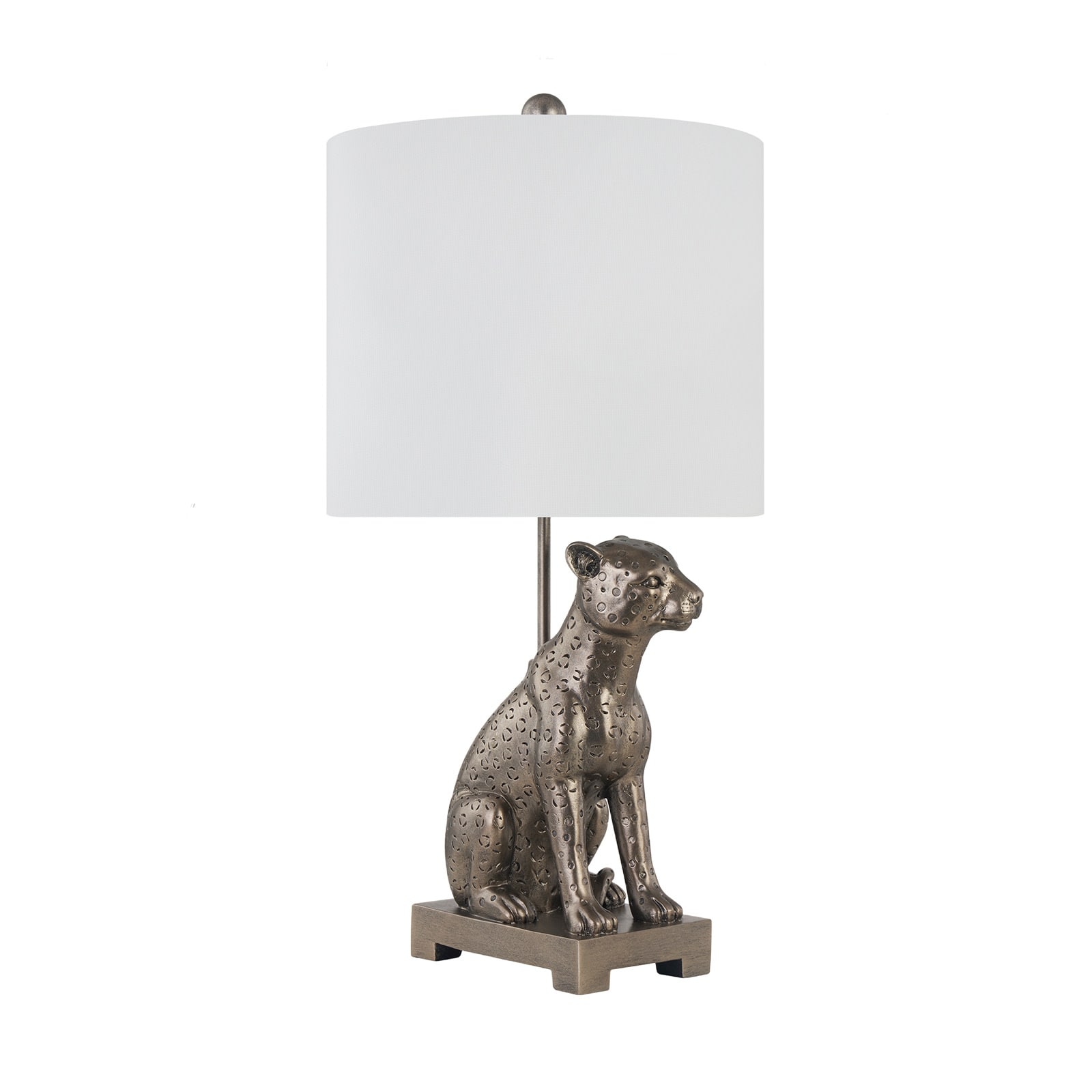 23"H Grey Resin Leopard Table Lamp With Shade - 12" x 12" x 23"