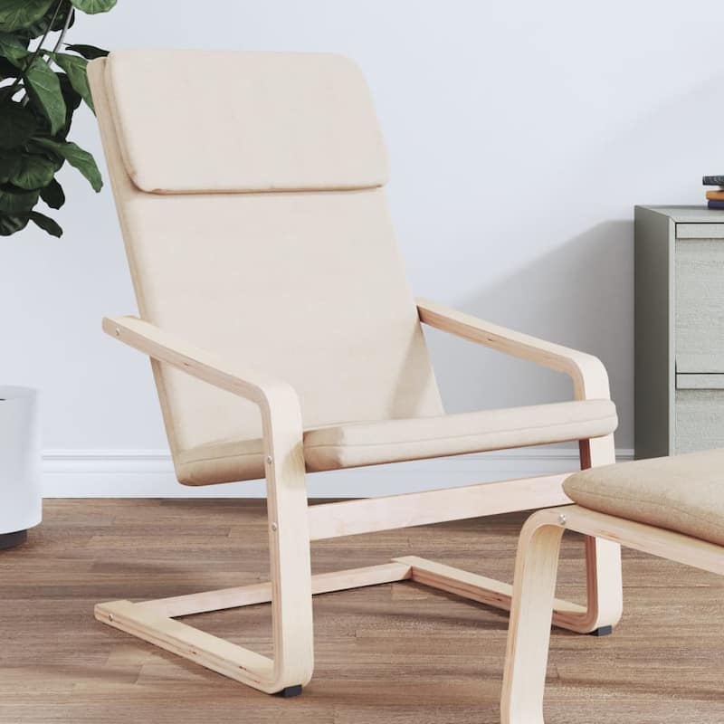vidaXL Relaxing Chair Cream Fabric - 23.2" x 32.3" x 38.6"
