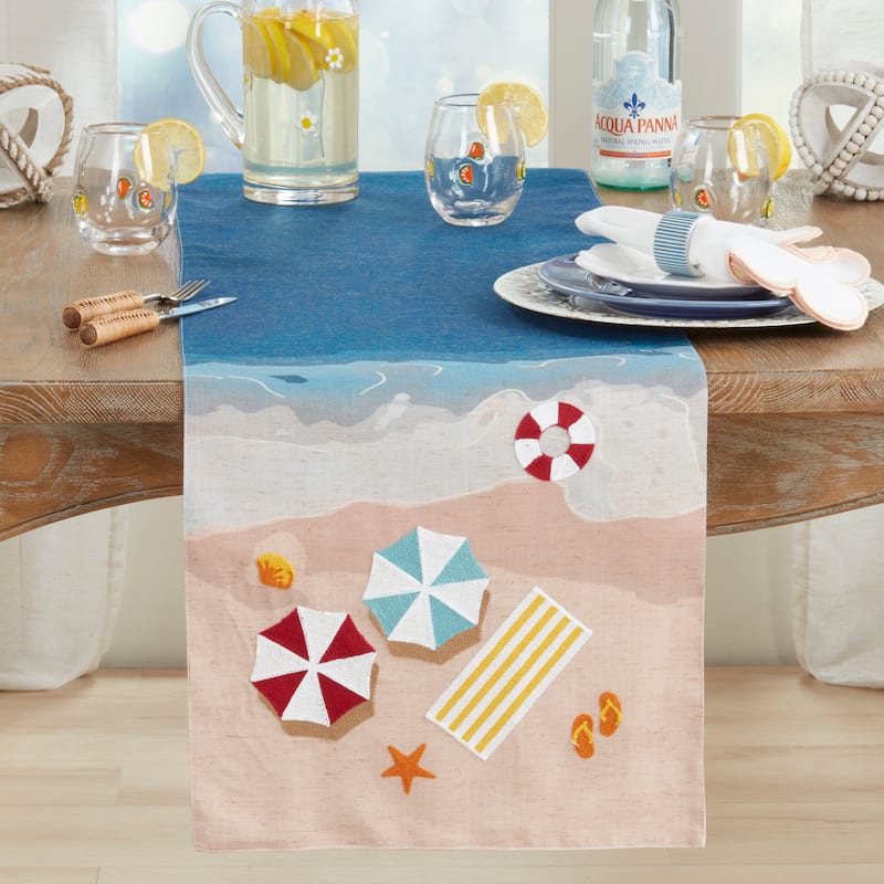 Linen Blend Beach Table Runner - 16"x70"