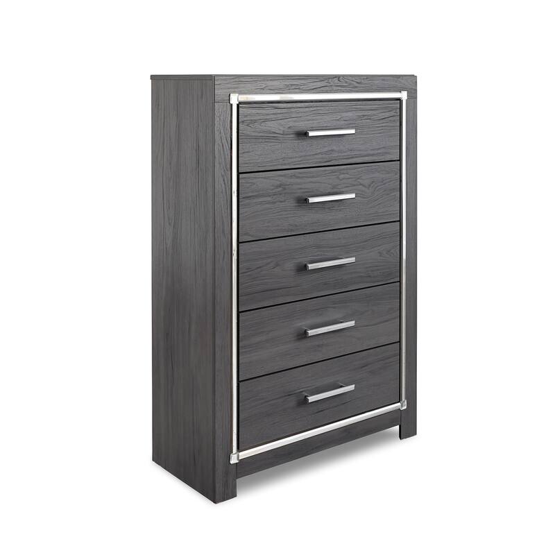 Lodanna Five Drawer Chest - Contemporary Style - Gray