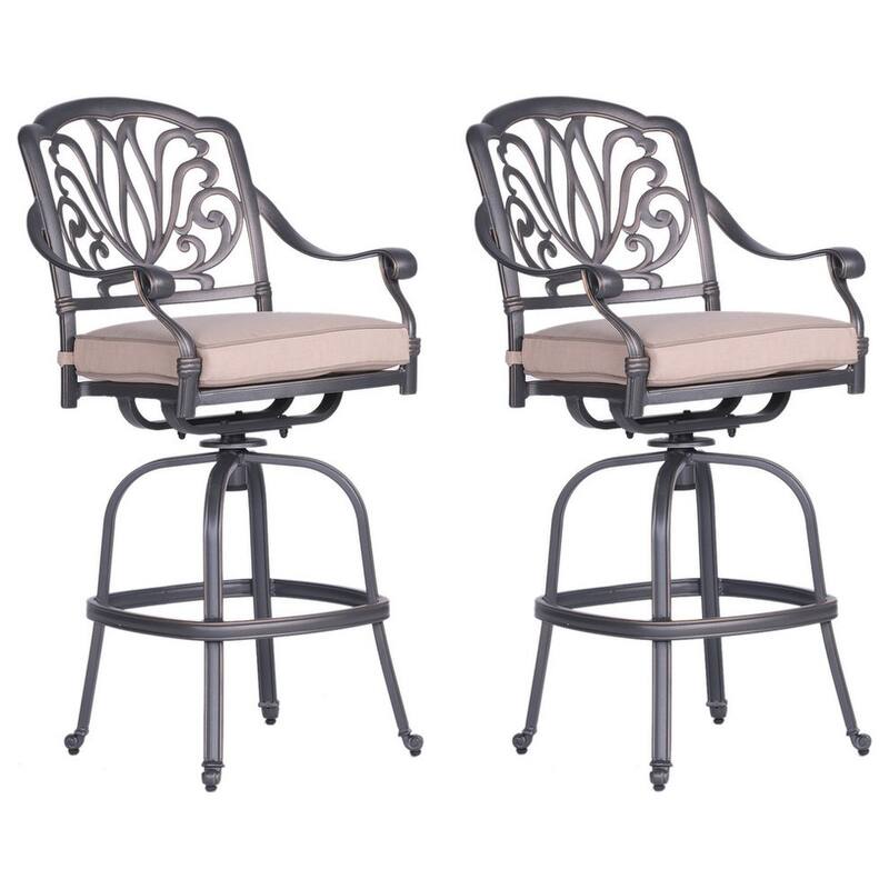 Saybrook Aluminum Swivel Bar Stool with Cushion (Set of 2)