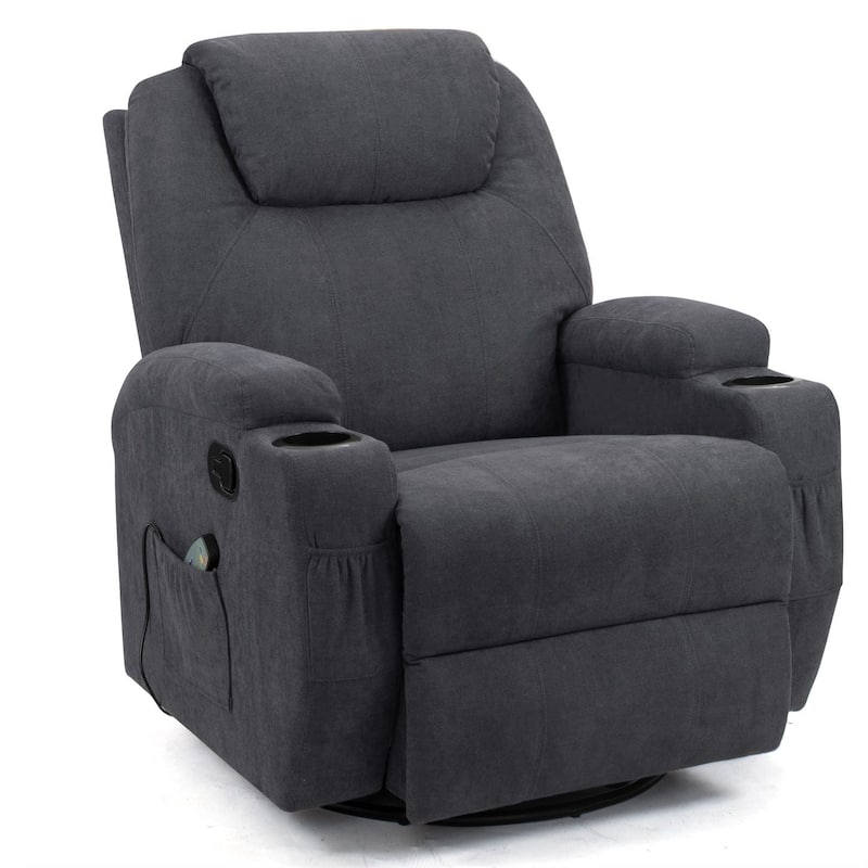 Homall Massage Recliner Chair Swivel Fabric Living Room Sofa - Grey