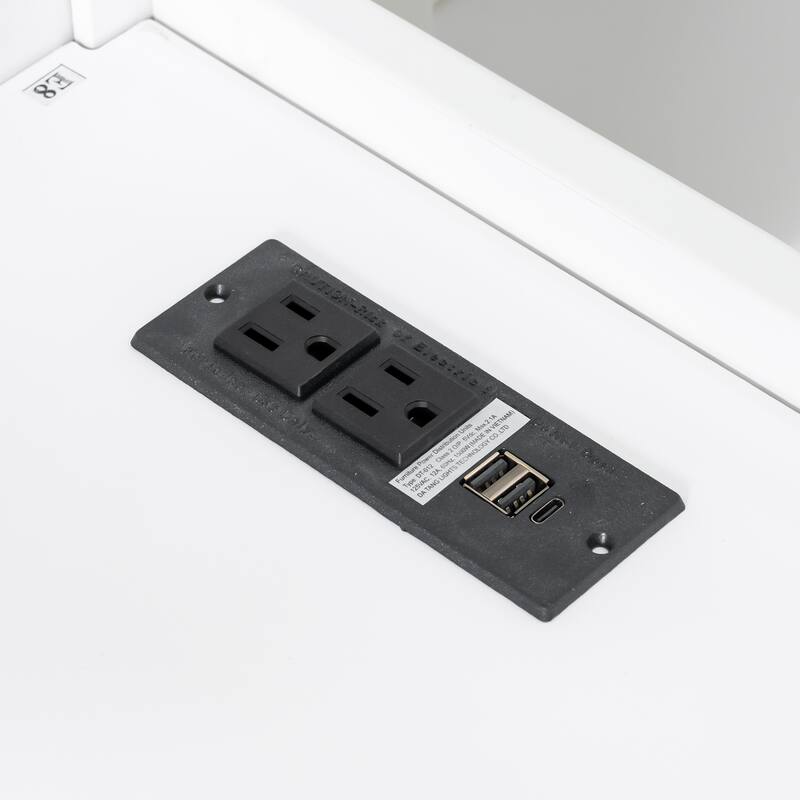 Roomfitters Twin XL Over Full Bunk Bed with Built-In Desk, USB Port and Shelves