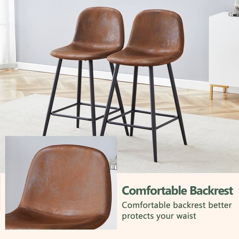Industrial Bar Height Stools with Back, Counter Height Bar Chairs, with Metal Legs & Soft Backrest Easy to Assemble
