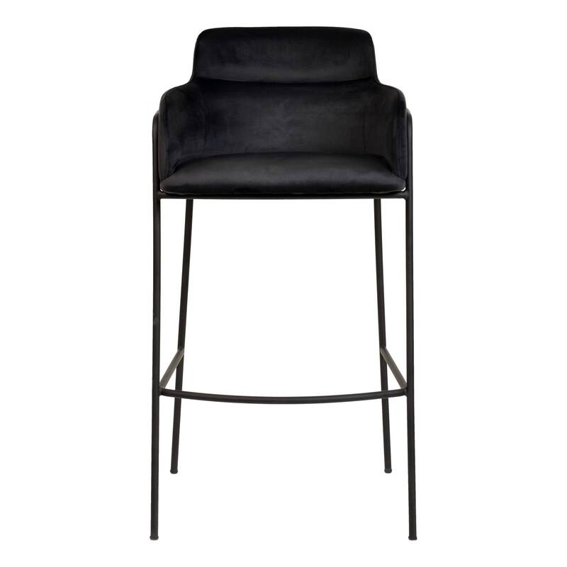 LeisureMod 40" Velvet Upholstered Bar Stool - Counter Height Bar Stool with Stainless-Steel Frame and Footrest for Home Bar