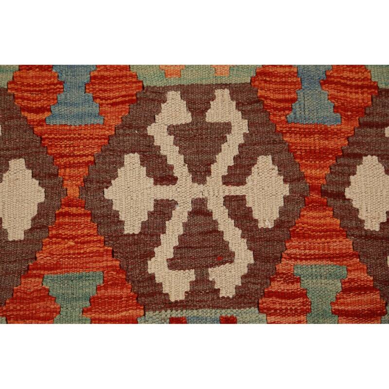 Geometric Kilim Large Rug Flatweave Dining Room Wool Carpet - 10'4"x 15'9"