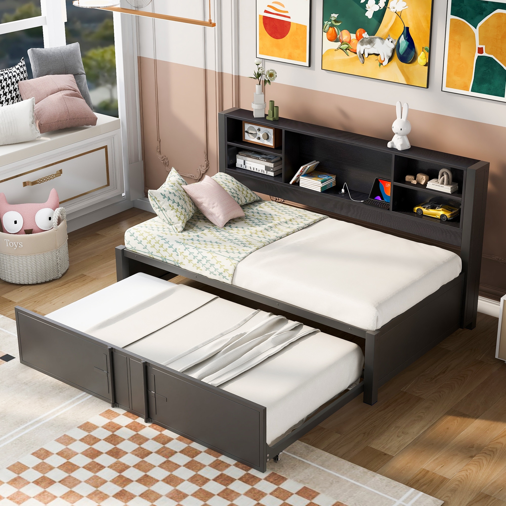 Daybed with shelves and trundle sale