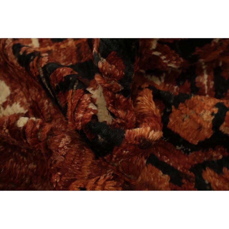 Hand Knotted Oriental 100% Wool Carpet Modern Tribal Oranges & Rust Moroccan Area Rug - 10' 0'' X 6' 8''