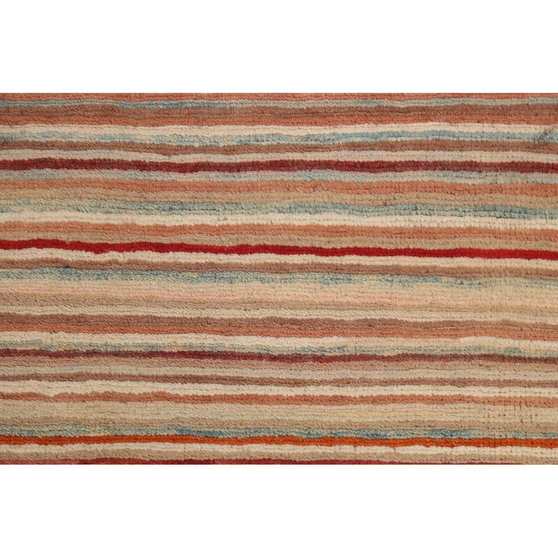 Modern Striped Gabbeh Kashkoli Oriental Area Rug Handmade Wool Carpet - 2'6" x 4'1"