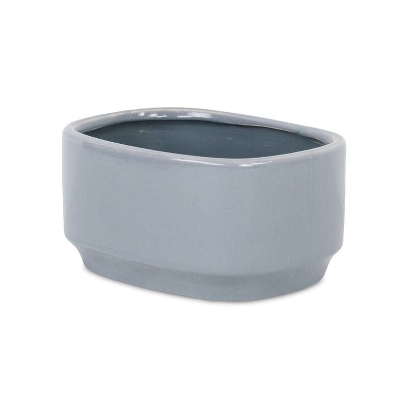 Elegora Wide Curved Straight Side Ceramic Pot - Gray
