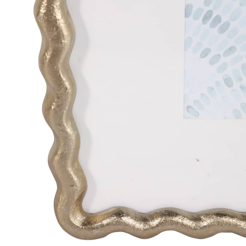 Metal Wood Picture Frame Glass Fronts Wavy Edge Design Glam Boho