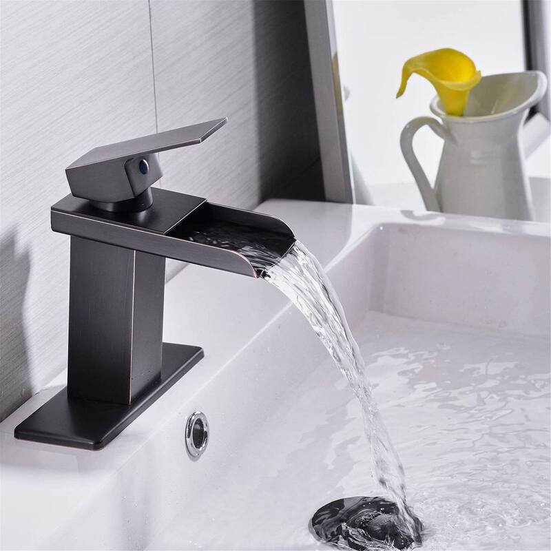Waterfall Bathroom Sink Faucet Single Handle Bathroom Faucets One Holes Modern Basin Vanity Mixer Taps With Valve - Oil Rubbed Bronze