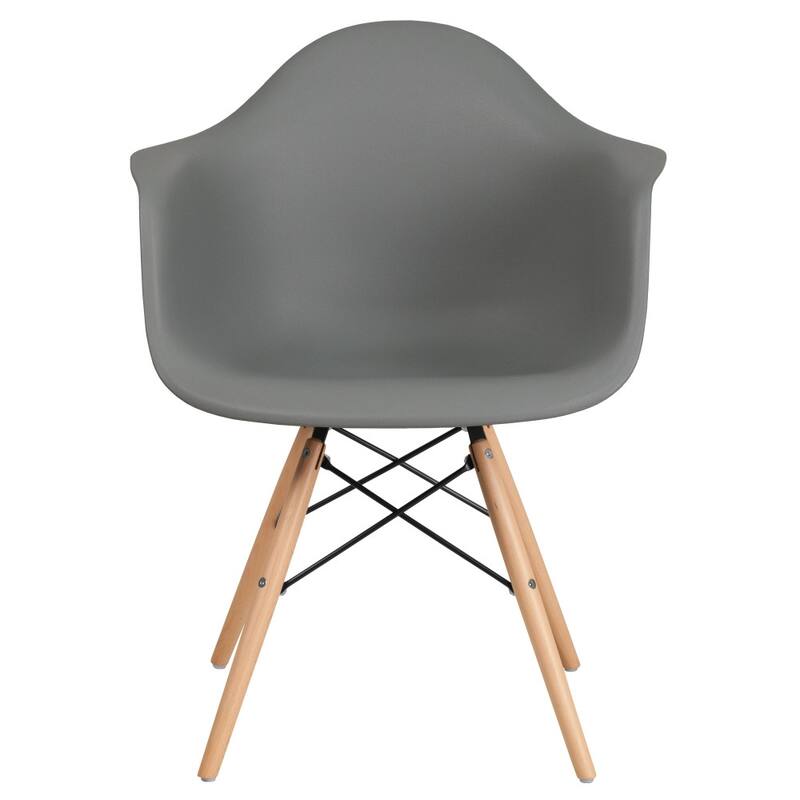 Plastic Chair with Arms and Wooden Legs