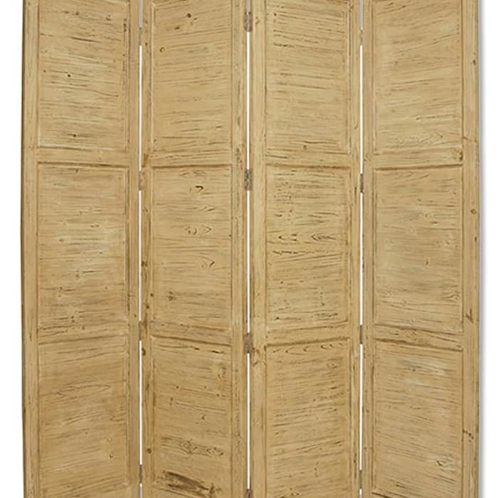 Wooden 4 Panel Foldable Floor Screen with Textured Panels, Yellow