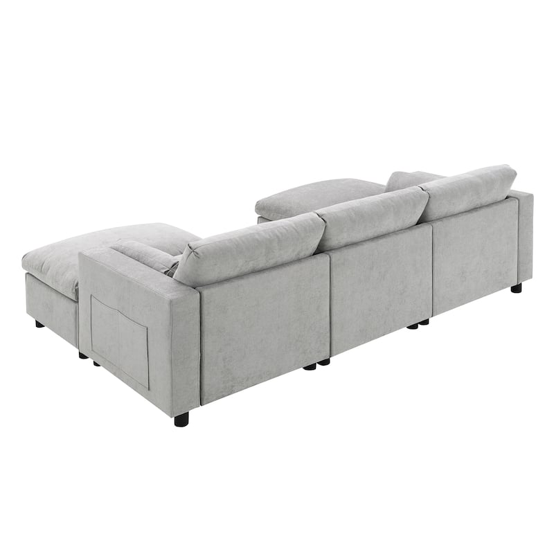 Modular Sectional Sofa Chenille Upholstered Sleeper Couches Bed