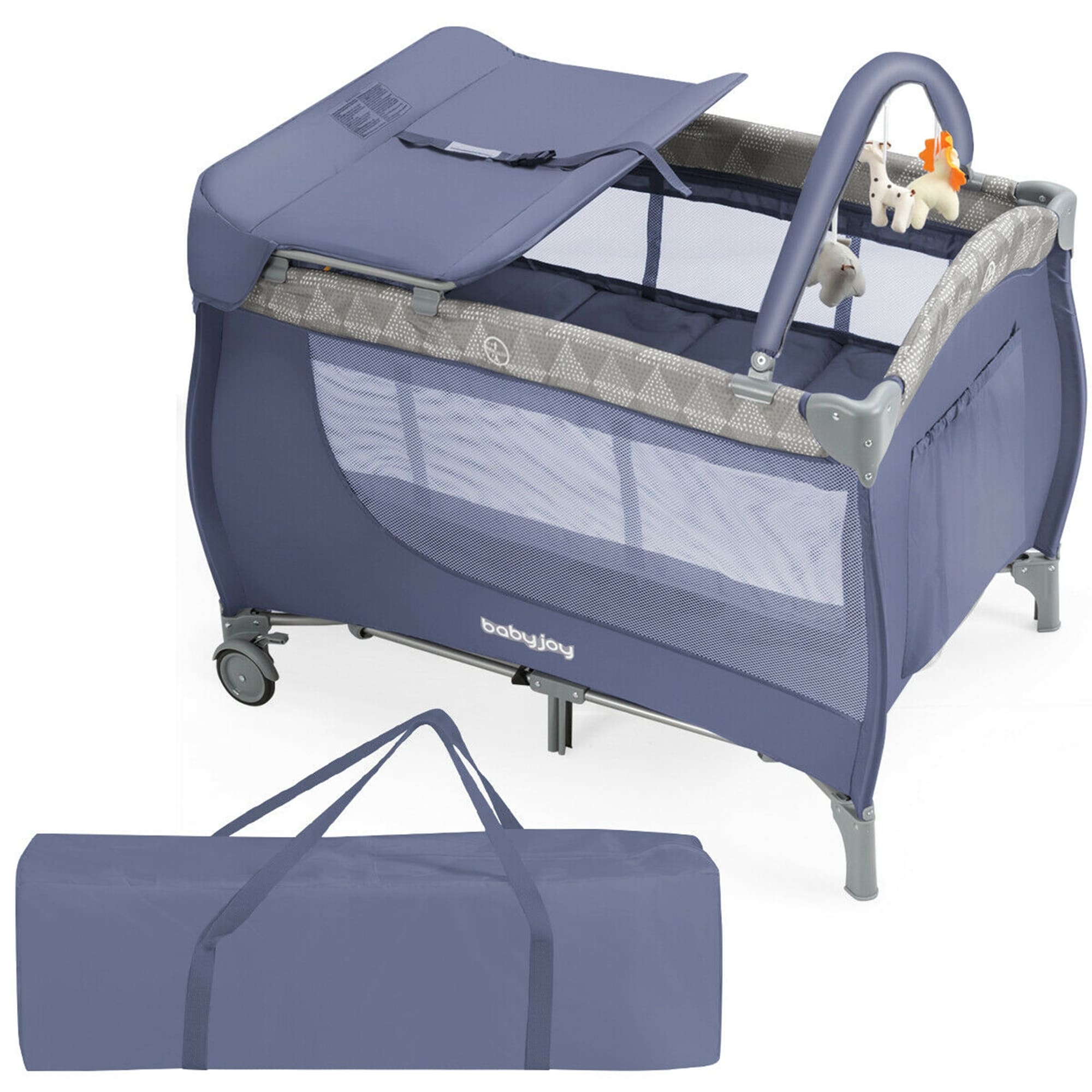 Gymax Foldable Baby Playard Portable Playpen Nursery Center w/