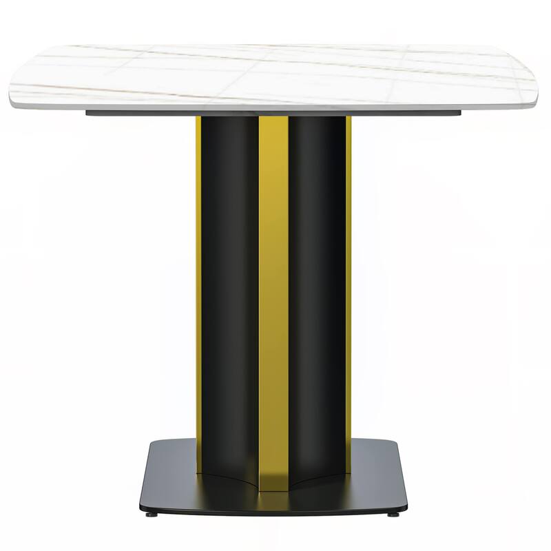 7-Piece Dining Set with 55-Inch Sintered Stone Dining Table and 6 Velvet/Leather Accent Side Chairs