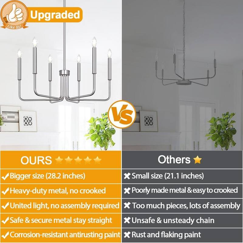 6-Light Farmhouse Chandelier for Dining Room Lighting
