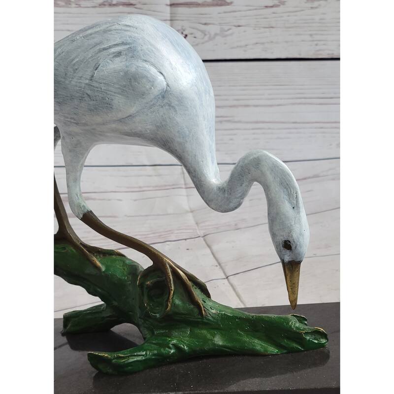 Real Bronze Art Stork Egret Crane Heron Statue Figurine Sculpture Original Milo