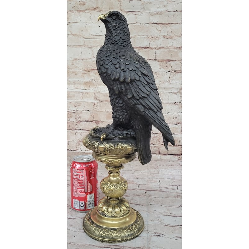 Hot Cast Bronze Eagle On Golden Pedestal Signed Original Wildlife Birds Art By Milo