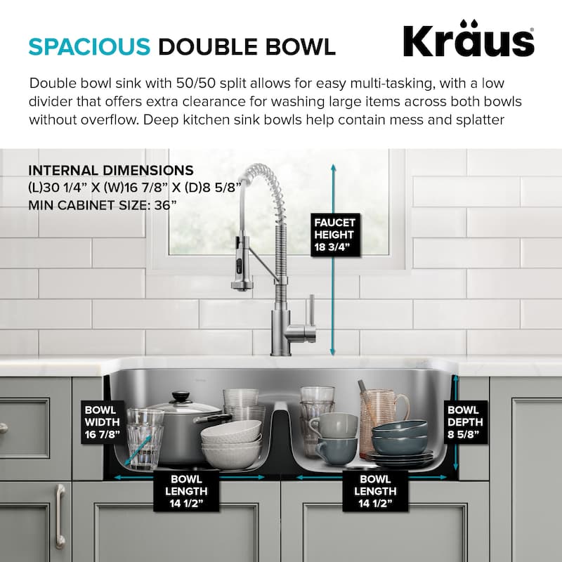 Kraus Kitchen Combo Set with 33-inch 16 Gauge Undermount Kitchen Sink - Stainless Steel