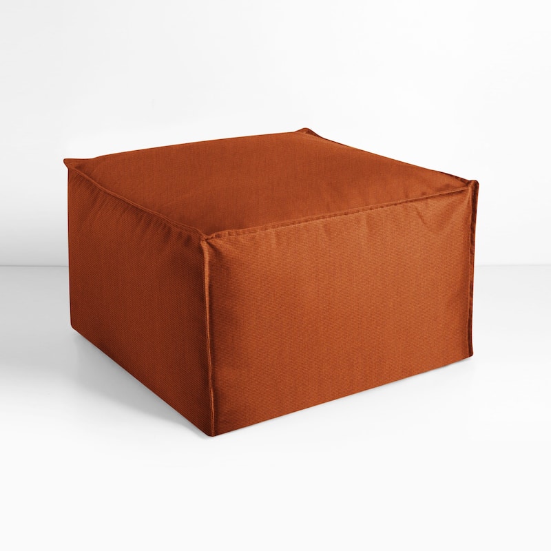 Sorra Home Sunbrella Outdoor Top Stitch Solid Bean Pouf