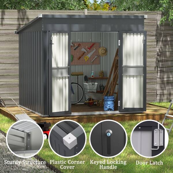 VEIKOUS 10'x6' Outdoor Storage Shed with Galvanized Steel Double Doors - 10×6