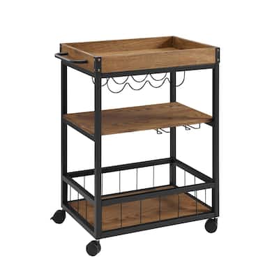Kitchen Cart with Shelves & Wine Rack - Rolling Utility Cart for Kitchen Storage