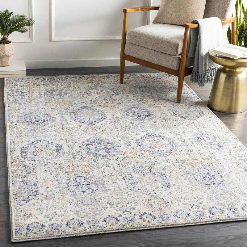 Livabliss Indigo Arts & Crafts Medallion Area Rug - 1' 11" x 2' 11" - Blue/Tan