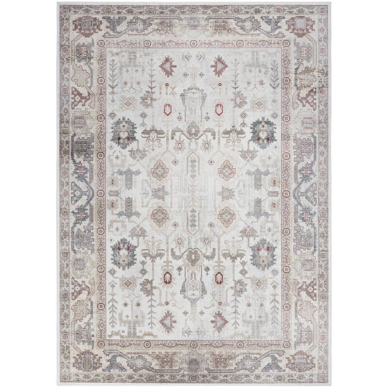 Lama Power Loomed Distressed Non Skid Stain Resistant Low Pile Area Rug By HomeRoots - 84' X '60' X '0.2
