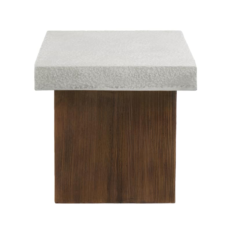 MGO Square Side table [Antique white top + Antique white+Natural wood frame]