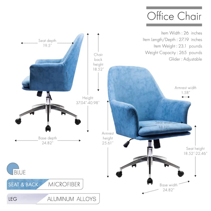 Porthos Home Nadea Adjustable Office Chair, Microfiber Upholstery