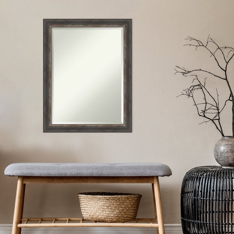 Beveled Wall Mirror - Bark Rustic Char Narrow Frame - Bark Rustic Char Narrow