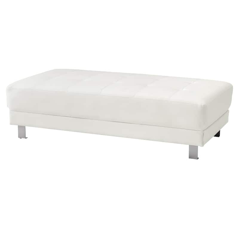 Faux Leather Upholstered Tufted Ottoman - 57" - White