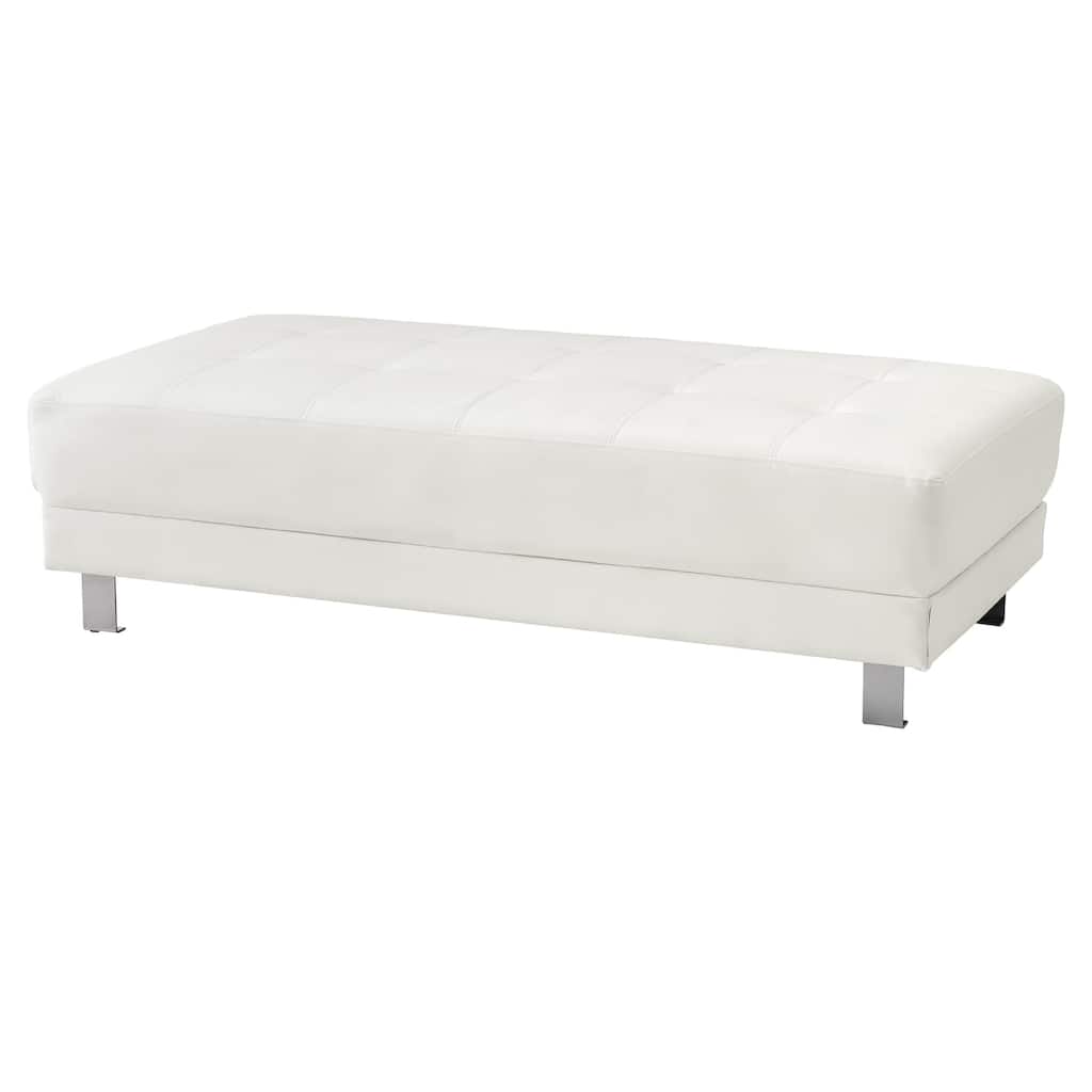 Faux Leather Upholstered Tufted Ottoman - 57" - White