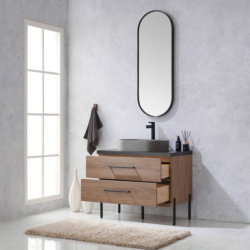Trento Bath Vanity with Sintered Stone Top with Concrete Sink (O)
