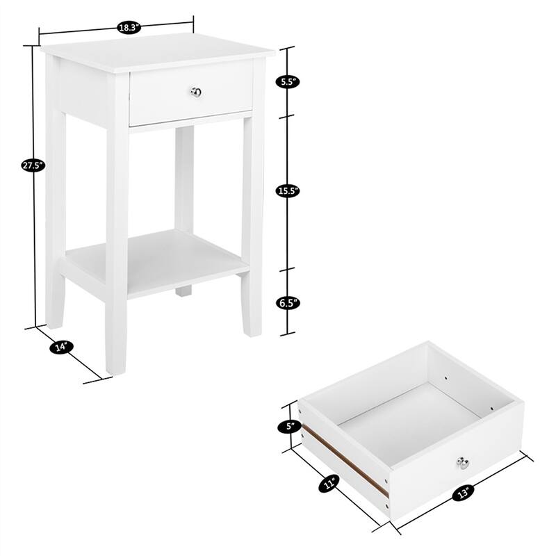 Multifunctional Bedside Table with Drawer and Bottom Shelf