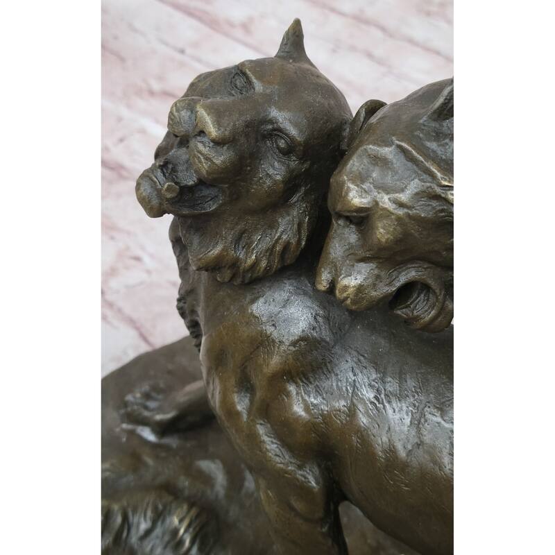 Charles Valton - Preludes To Love - Bronze Sculpture Of Two Tigers On Marble Base