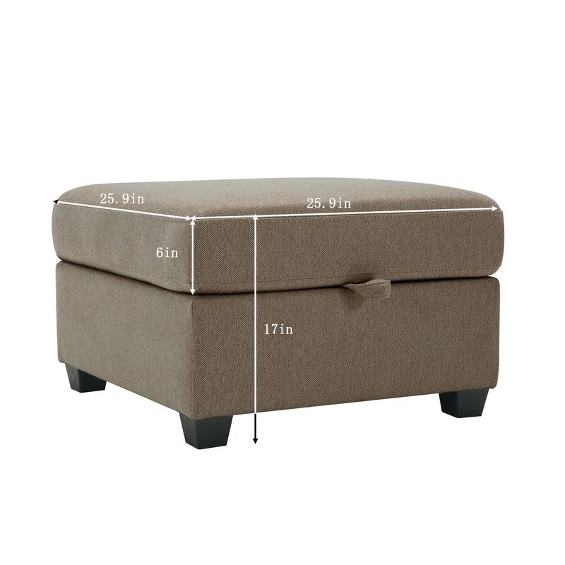 Modern Modular 6 Seat Upholstered Sectional Sofa with Storage, Adjustable Arm, Brown
