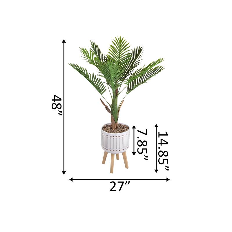 Areca Palm 4-foot Planter on Wood Stand - ONE-SIZE