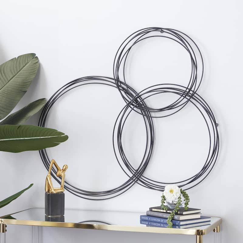 Metal Plate Overlapping Ring Home Wall Decor - Black or Gold - CosmoLiving by Cosmopolitan
