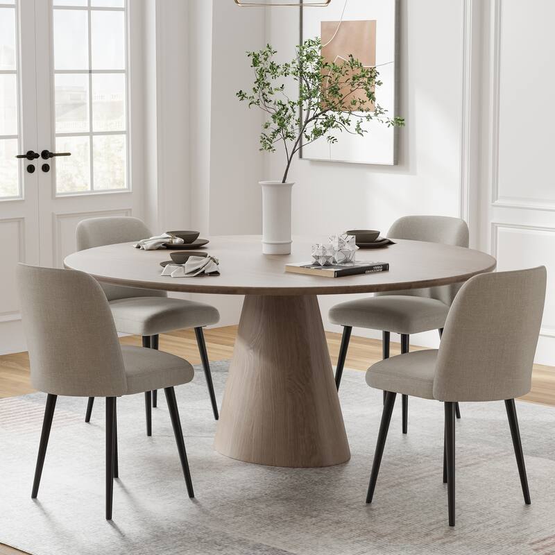 2Pcs Upholstered Dining Chairs Modern Fabric Kitchen Chairs with Padded Seat & Sturdy Metal Legs Side Chairs