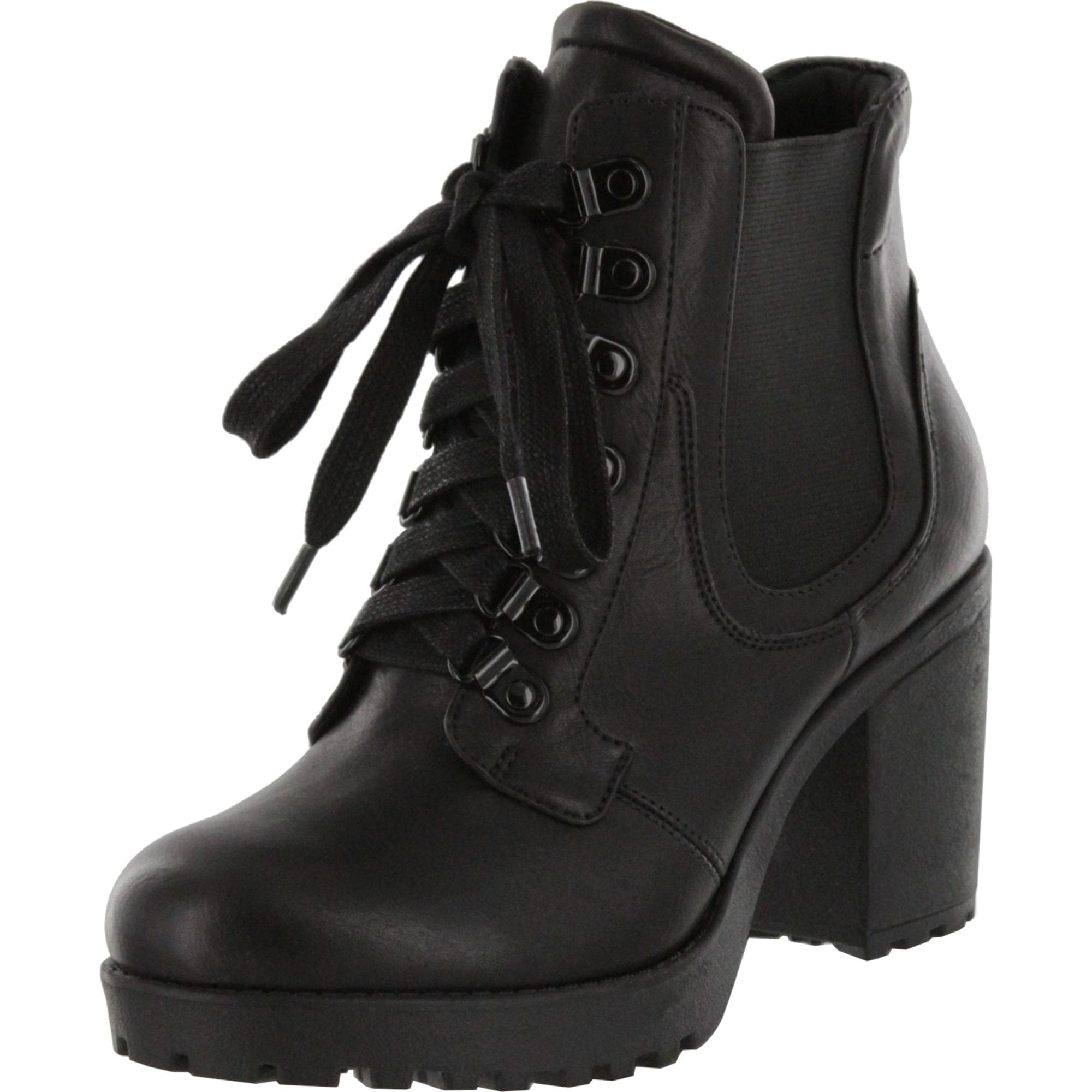 block lace up boots